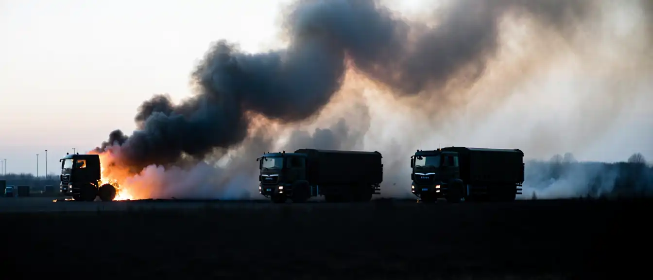 Пожар на заводе MAN в немецком Барлебене уничтожил три армейских грузовика