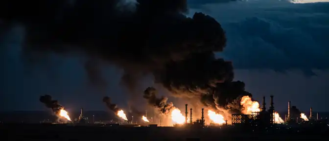 Массированный налет беспилотников спровоцировал возгорание на нефтеперерабатывающем заводе в Рязанской области