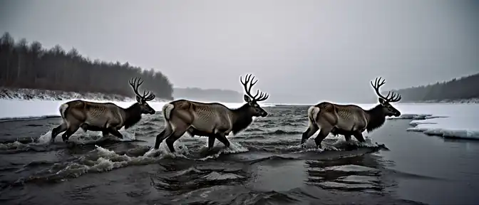 Сквозь ледяные воды: косули Амурской области начали свой ежегодный переход к зимним пастбищам