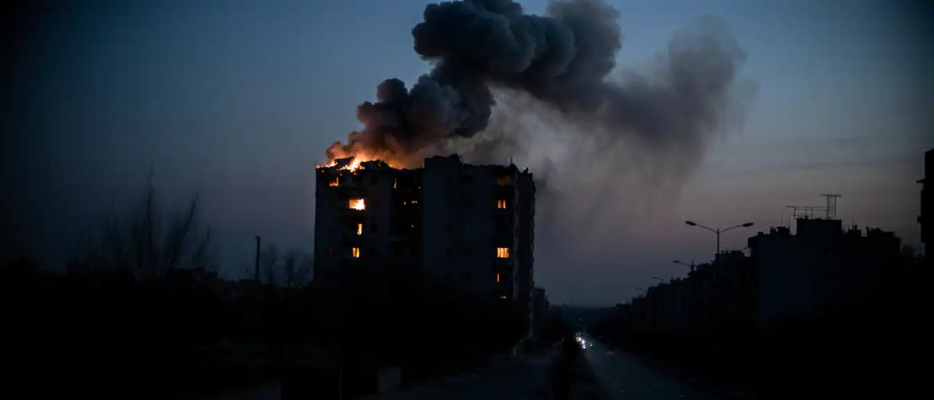Возникновение пожара в Полтаве вследствие взрыва после обстрела